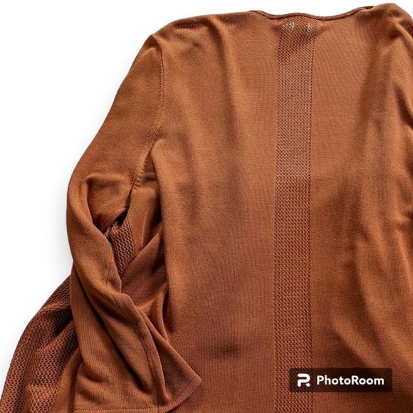 Emaline Woman Waterfall Sweater Rust Orange Lightweight Asymmetrical Cardigan 1X - Picture 4 of 7